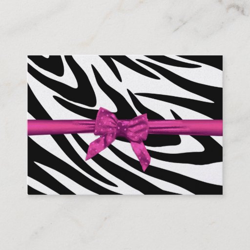 Customizable Zebra Stripe and Pink Ribbon Seating Card Business Card