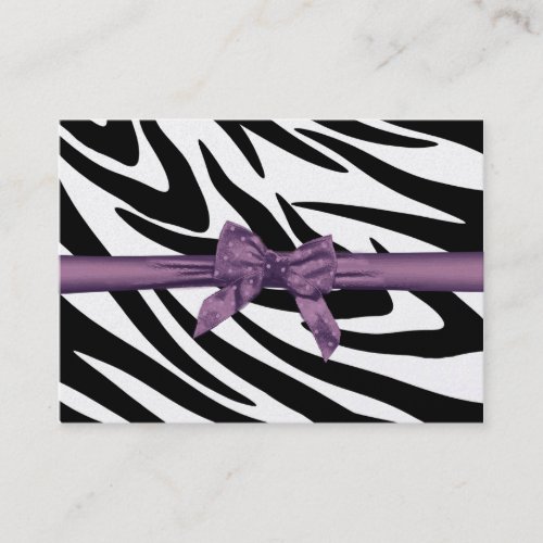 Zebra Stripe and Purple Ribbon Seating Card Business Card