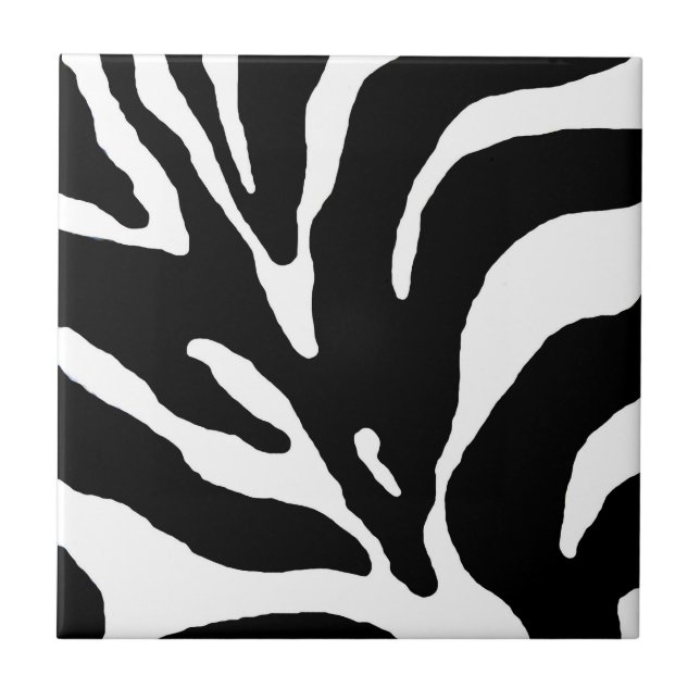 Zebra Stripe Animal Print Ceramic Tile (Front)