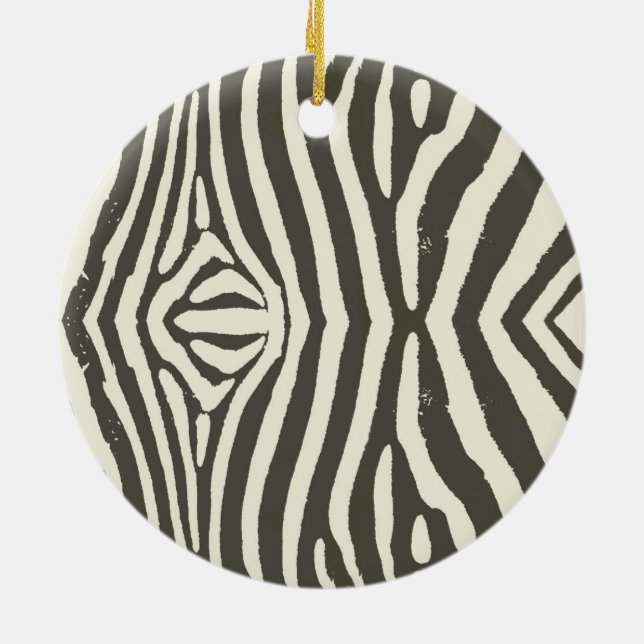 Zebra Stripe Animal Print Pattern Ceramic Ornament (Back)