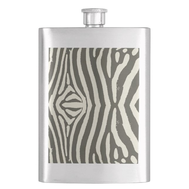 Zebra Stripe Animal Print Pattern Flask (Front)
