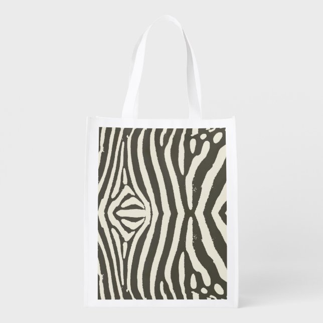 Zebra Stripe Animal Print Pattern Grocery Bag (Back)