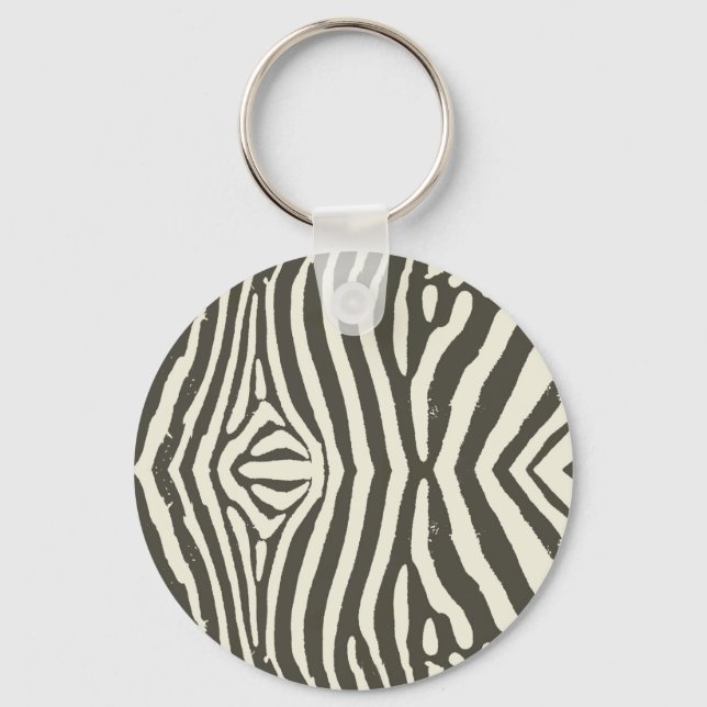 Zebra Stripe Animal Print Pattern Keychain (Front)