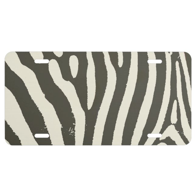 Zebra Stripe Animal Print Pattern License Plate (Front)