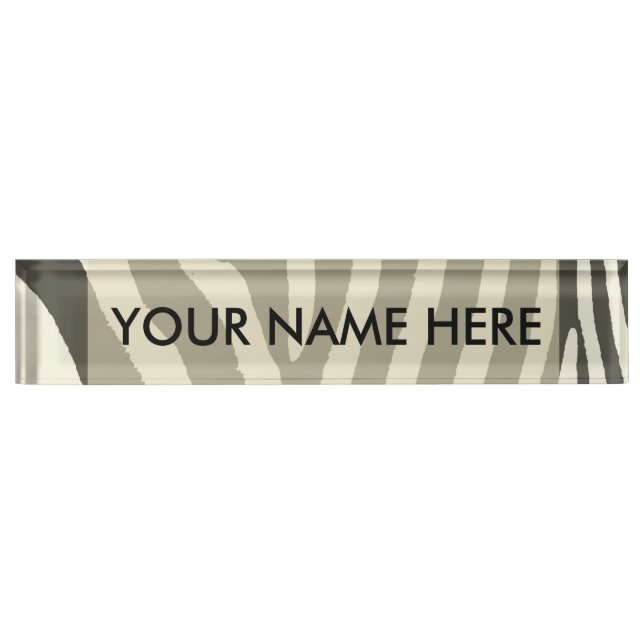 Zebra Stripe Animal Print Pattern Name Plate (Front)