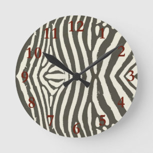 Zebra Stripe Animal Print Pattern Round Clock