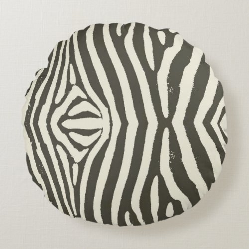 Zebra Stripe Animal Print Pattern Round Pillow