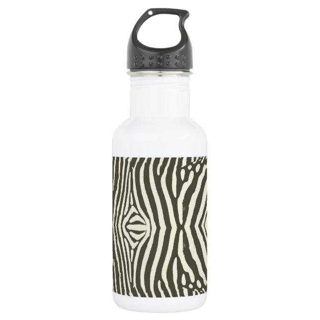 Zebra Stripe Animal Print Pattern Water Bottle (Front)
