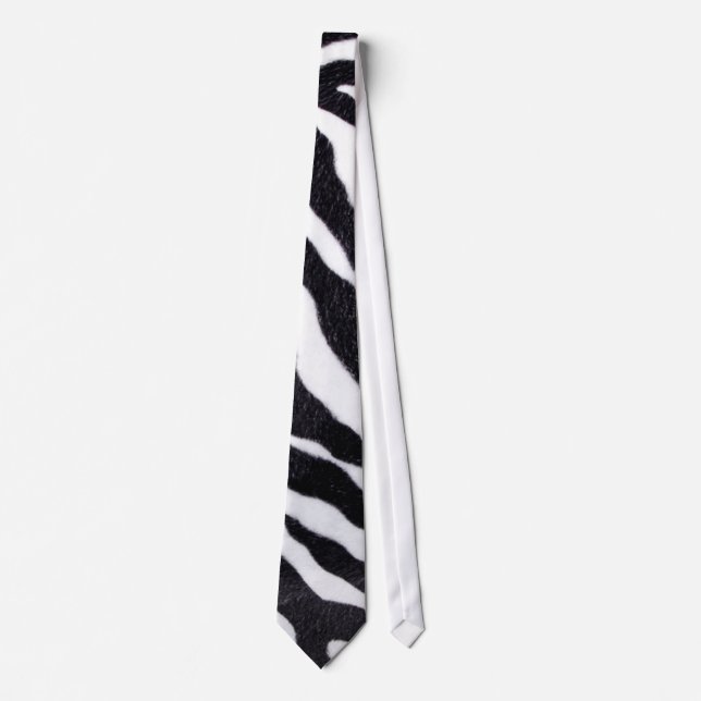 Zebra Stripe Animal Print Wild Cat Fabric Mens Tie (Front)