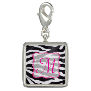 Zebra Stripe Animal Print Wild Cat Monogram Charm