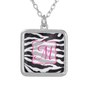 Zebra Stripe Animal Print Wild Monogram Necklace