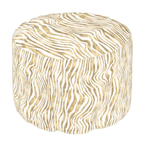 Zebra stripe animal skin print gold white pouf