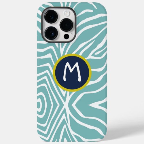 Zebra Stripe Any Color Blue Monogram Yellow Case_Mate iPhone 14 Pro Max Case