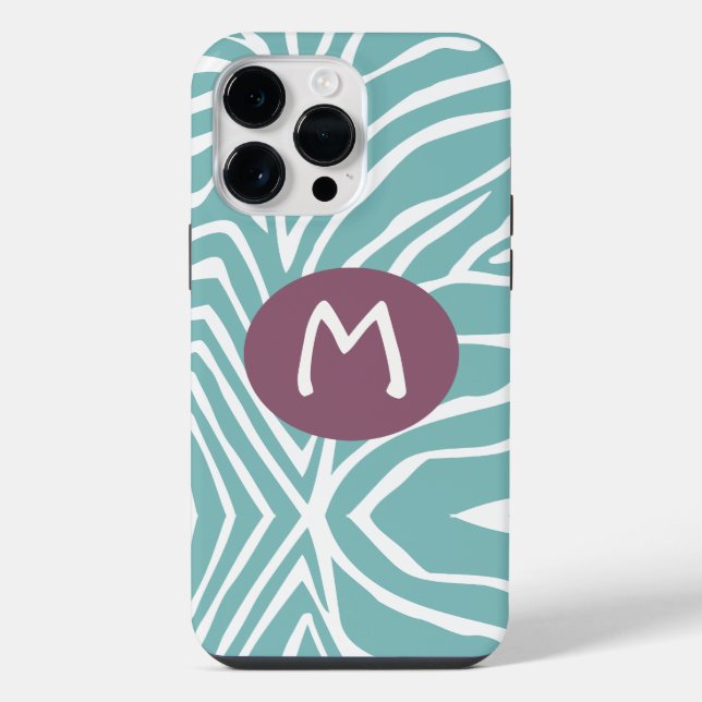 Zebra Stripe Any Color Monogram iPhone 4 Case (Back)