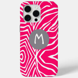 Zebra Stripe Any Color Personalize Monogram iPhone 15 Pro Max Case