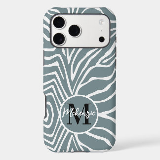 Zebra Stripe Any Color Personalize Monogram iPhone 17 Pro Max Case
