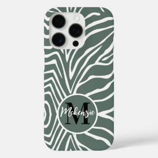 Zebra Stripe Any Color Personalize Monogram iPhone 16 Pro Case