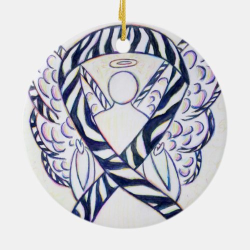 Zebra Stripe Awareness Ribbon Angel Art Ornaments