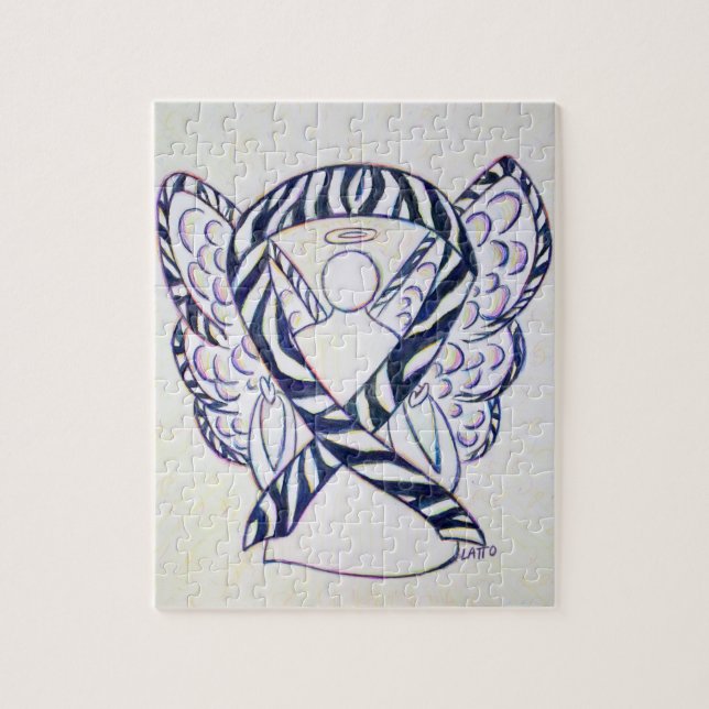 Zebra Stripe Awareness Ribbon Angel Art Puzzle (Vertical)