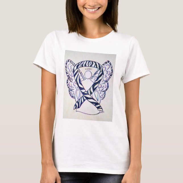 Zebra Stripe Awareness Ribbon Angel Art Shirt (Front)