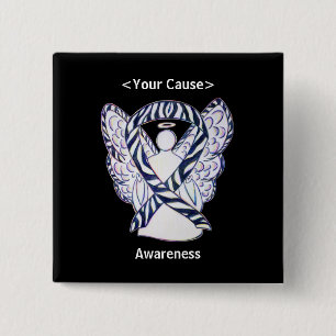 Zebra Stripe Awareness Ribbon Angel Button Pins