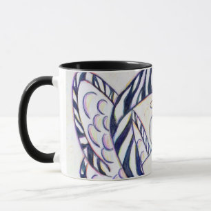 Zebra Stripe Awareness Ribbon Angel Coffee Mugs