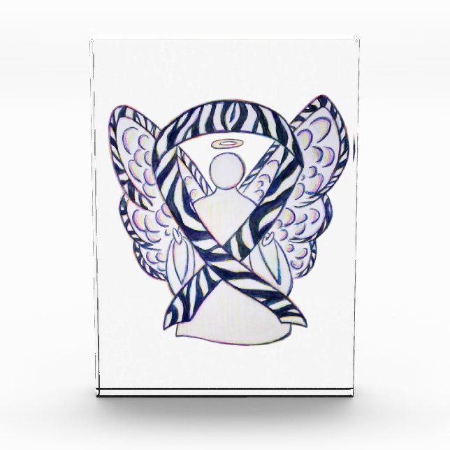 Zebra Stripe Awareness Ribbon Angel Paperweights Award (Front)