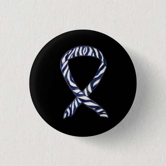 Zebra Stripe Awareness Ribbon Custom Art Button (Front)