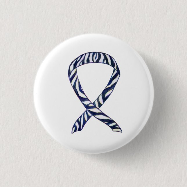 Zebra Stripe Awareness Ribbon Custom Art Button (Front)
