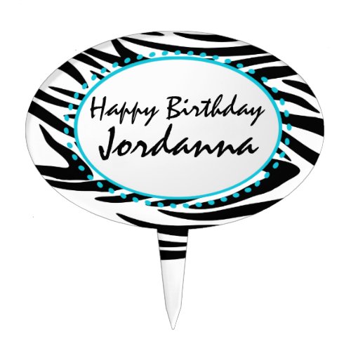 Zebra Stripe Birthday Cake Topper