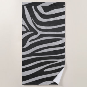 Zebra Stripe Black and White Texture Print Pattern Beach Towel