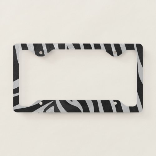 Zebra Stripe Black and White Texture Print Pattern License Plate Frame