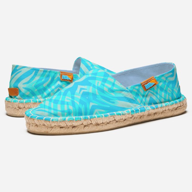 Zebra Stripe Blues Espadrilles (Angled)