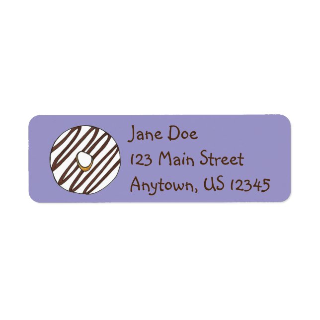 Zebra Stripe Chocolate Donut Doughnut Breakfast Label (Front)