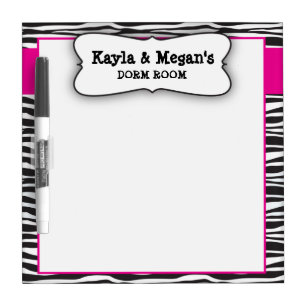 Zebra stripe dorm room dry erase white board