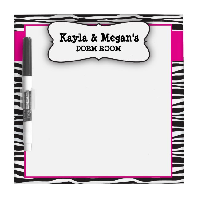 Zebra stripe dorm room dry erase white board (Front)