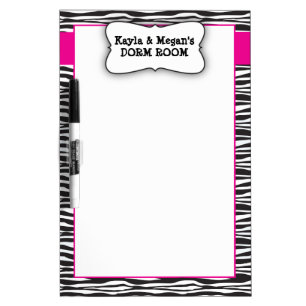 Zebra stripe dorm room dry erase white board