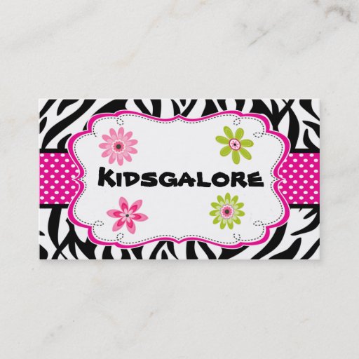 Customizable Zebra Stripe & Hot Pink Ribbon Business Card