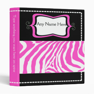 Zebra Stripe HOT Pink Trendy School Binder