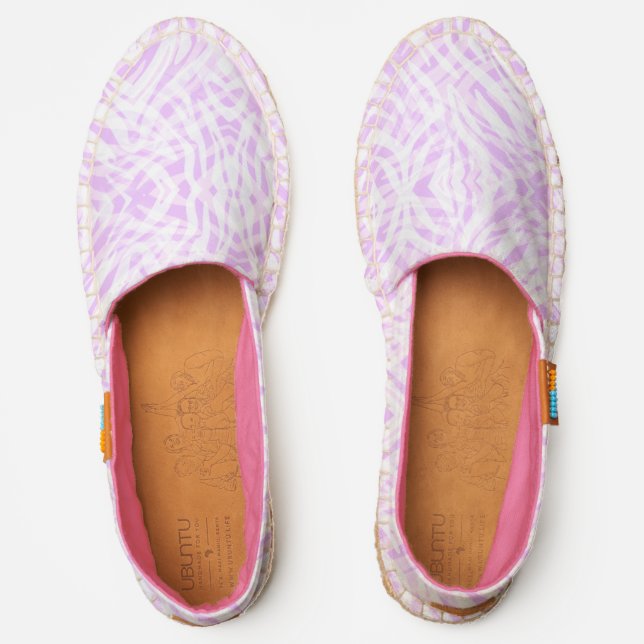 Zebra Stripe Pastel Pink and White Espadrilles (Front)