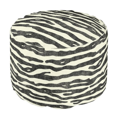 Zebra Stripe Pattern Black Ecru Stylish Safari Pouf