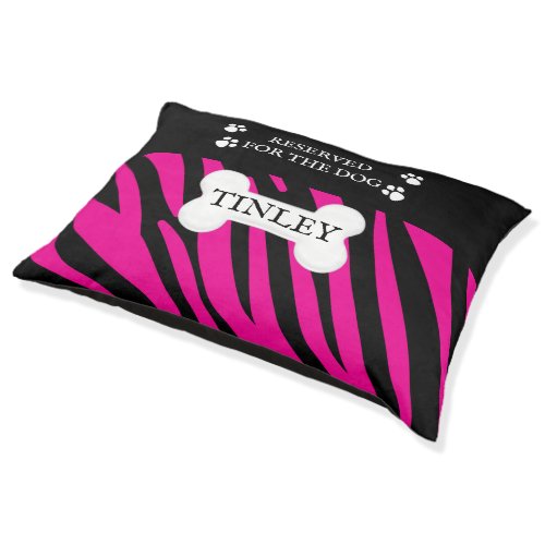 Zebra Stripe Pattern in Hot Pink and Black Pet Bed