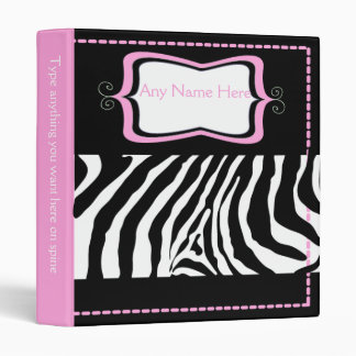 Zebra Stripe Pink Trendy School Binder
