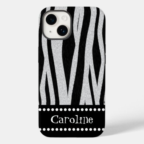 Zebra Stripe Print Add Your Name Case_Mate iPhone 14 Case