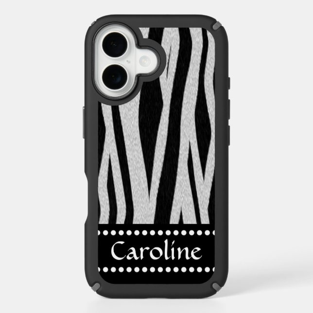 Zebra Stripe Print "Add Your Name" Speck iPhone Case (Front)