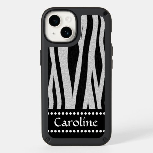 Zebra Stripe Print Add Your Name Speck iPhone 14 Case