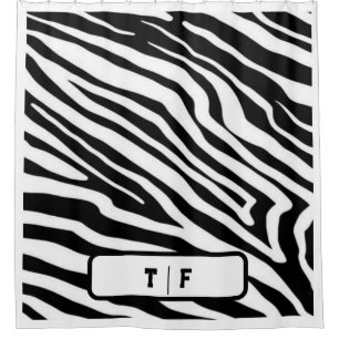 Zebra Stripe Skin Print Initial Monogram Shower Curtain