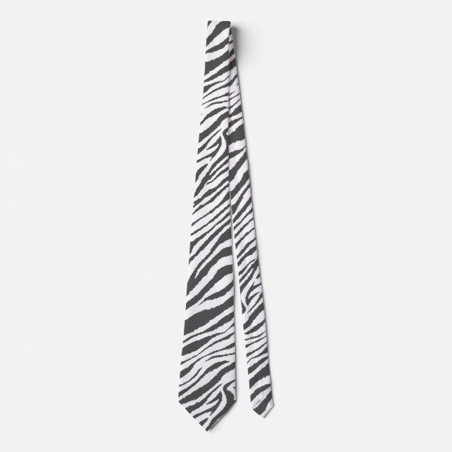 ZEBRA STRIPE WHITE AND BLACK NECK TIE (Front)