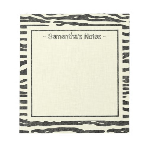 Zebra Striped Black Ecru Modern Pattern Custom Notepad