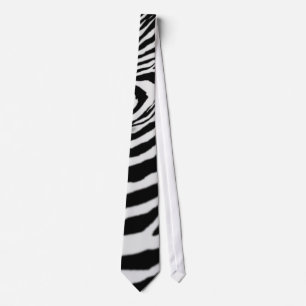 Zebra Striped Neck Tie Black White